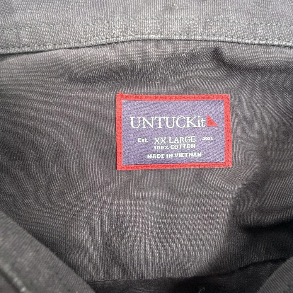 UNTUCKit Mens Short‎ Sleeve Button Down Black 100% Cotton Shirt Size XXL
